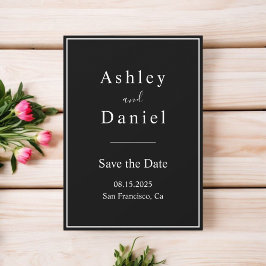 Elegante schick Schwarz-Weiß-Minimal-Hochzeit Save The Date