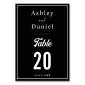 Elegante schick Schwarz-Weiß-Minimal-Hochzeit Tischnummer (Vorderseite)