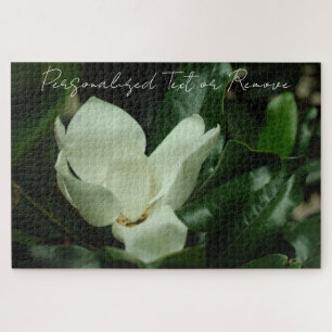 Elegante, schick-weiße Magnolie mit Personalisiert Puzzle
