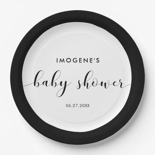 Elegante schicke Babydusche Pappteller (Vorderseite)