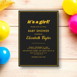 Elegante schicke Black and Gold Luxury Baby Dusche Einladung