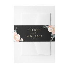 Elegante schicke Black Floral Peach Cream Gold Hoc Einladungsbanderole