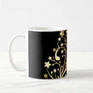 Elegante schicke Black Gold Stars Stilvolle Party- Kaffeetasse