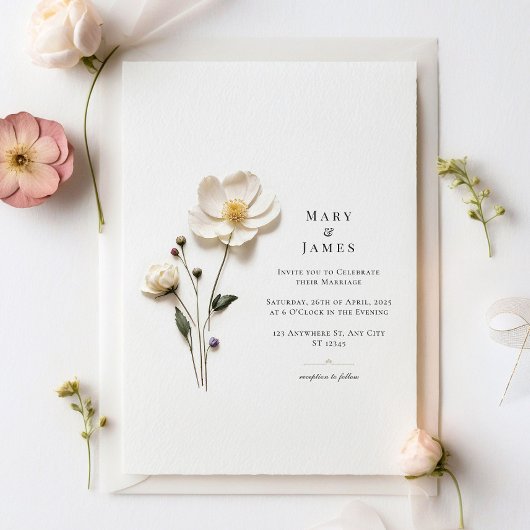 Elegante schicke Blume Minimalistisch Hochzeit Einladung