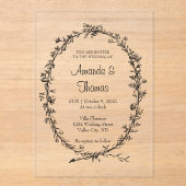 Elegante, schicke, blumengeschmückte Hochzeit Acryleinladungen (Vorderseite)