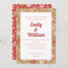 Elegante, schicke, blumenstaubige Rosa Einladung z