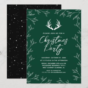 Elegante Schicke Botanische Hirsch-Weihnachtsfeier Einladung