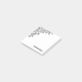 Elegante schicke Botanische Schwarz-weiße Kiefernz Post-it Klebezettel (angewinkelt)