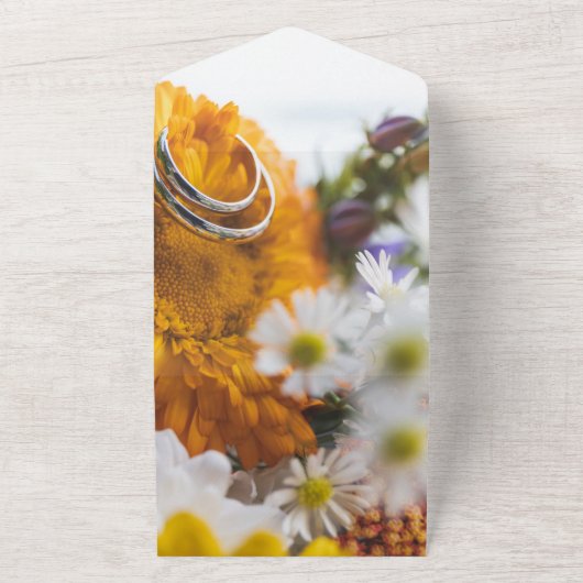 Elegante schicke botanische Sonnenblume Blumen Hoc All In One Einladung (Außenbereich)