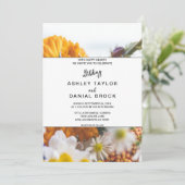 Elegante schicke botanische Sonnenblumenhochzeit Einladung (Stehend Vorderseite)
