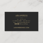 Elegante schicke goldene schwarze, moderne Monogra Visitenkarte (Rückseite)