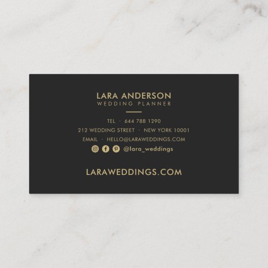 Elegante schicke goldene schwarze, moderne Monogra Visitenkarte (Rückseite)