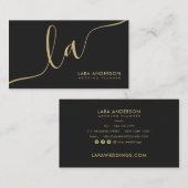 Elegante schicke goldene schwarze, moderne Monogra Visitenkarte (Vorne/Hinten)