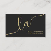 Elegante schicke goldene schwarze, moderne Monogra Visitenkarte (Vorderseite)