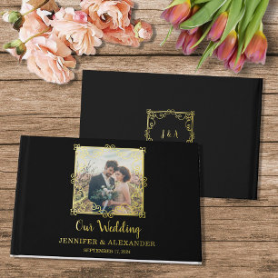 Elegante schicke Goldrahmen Foto Goldfolie Hochzei Gästebuch