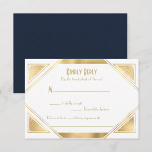 Elegante schicke Great Gatsby Art Deco RSVP Karte