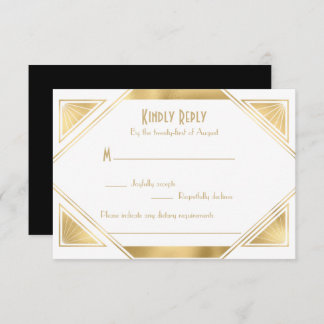 Elegante schicke Great Gatsby Art Deco RSVP Karte