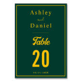 Elegante, schicke Grüne und Gold Moderne Luxushoch Tischnummer (Rückseite)
