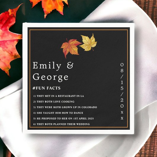 Elegante schicke Herbstlaube Rustikale Herbsthochz Serviette