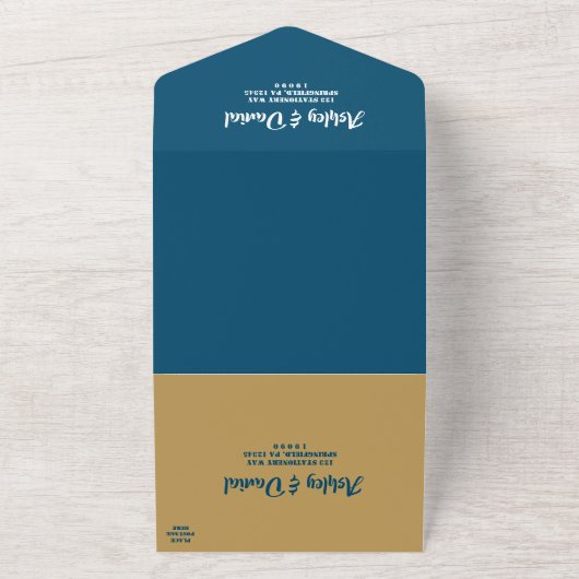 Elegante schicke Hochzeit an der Küste der Marine All In One Einladung (Außenbereich)