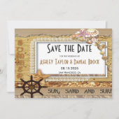 Elegante schicke Hochzeit an der Küste der Marine Save The Date (Vorderseite)