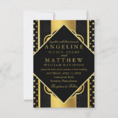 Elegante schicke Imitat Gold, modern Gatsby Weddin Einladung (Vorderseite)