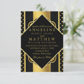 Elegante schicke Imitat Gold, modern Gatsby Weddin Einladung (Stehend Vorderseite)