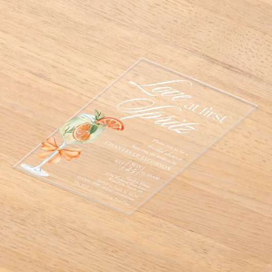 Elegante schicke Liebe im ersten Spritz-Brautparty Acryleinladungen (Ablage )