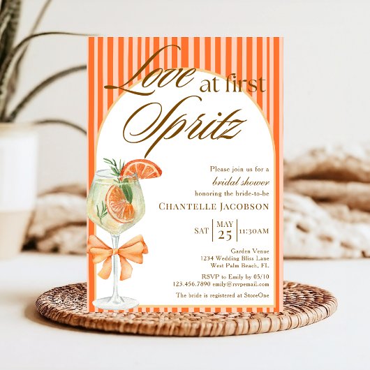 Elegante schicke Liebe im ersten Spritz-Brautparty Einladung