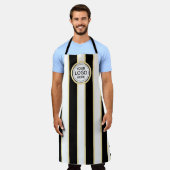 Elegante schicke Logos B&W Golden Stripes Schürze (Getragen)