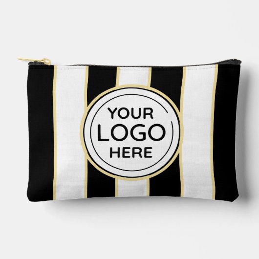 Elegante schicke Logos B&W Golden Stripes Zubehörtasche (Vorderseite)