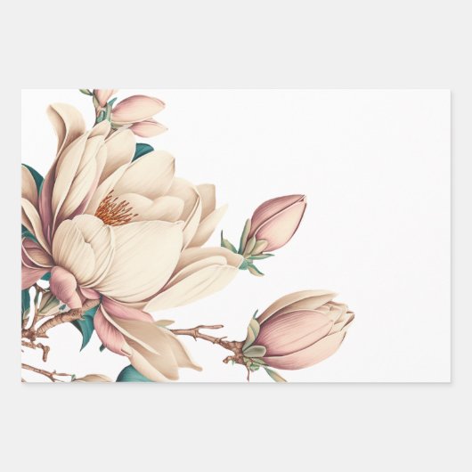 Elegante schicke Magnolia-Blume Geschenkpapier Set (Vorderseite 3)