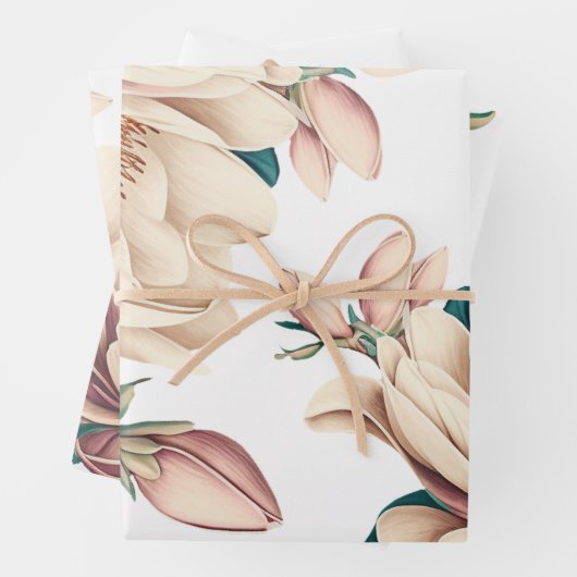 Elegante schicke Magnolia-Blume Geschenkpapier Set (Beispiel)
