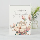 Elegante schicke Magnolie Einladung (Stehend Vorderseite)