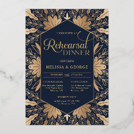 Elegante schicke Marine und reale Goldfolie-Probe Folieneinladung