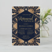 Elegante schicke Marine und reale Goldfolie-Probe Folieneinladung (Stehend vorne)