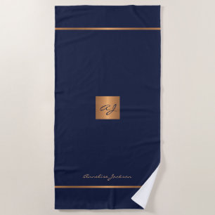 Elegante schicke Marinebolde moderne mit Monogramm Strandtuch