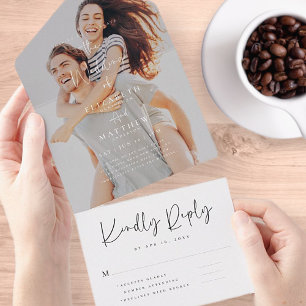 Elegante schicke Moderne Einfache Hochzeit des Fot All In One Einladung