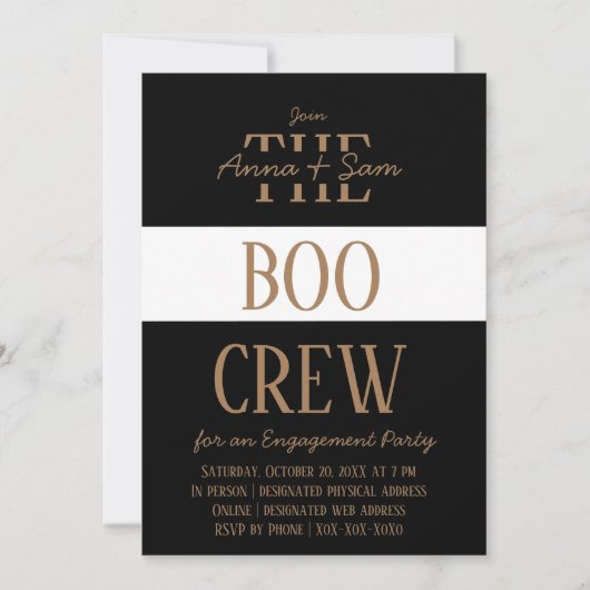 Elegante schicke, moderne, gestreifte Fall-Engagem Einladung (Vorderseite)