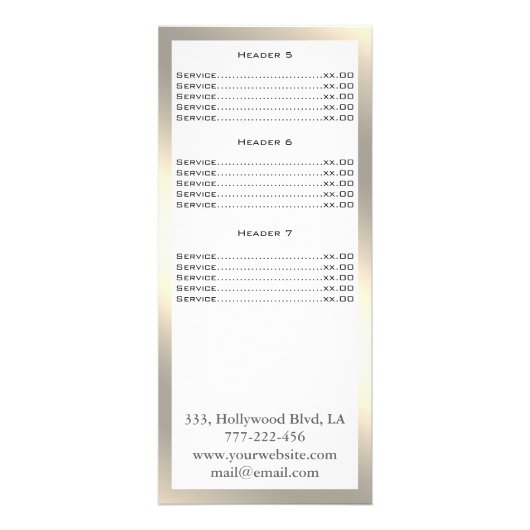 Elegante schicke moderne Luxus-Imitate Gold Werbekarte (Hinten)