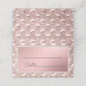 Elegante schicke Perlen Rosa Rose Gold Platzkarte (Außenseite Aufgefaltet)