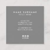 Elegante schicke quadratische visitenkarte (Rückseite)