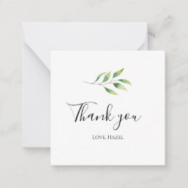 Elegante schicke romantische "Danke" weiß botanisc Mitteilungskarte