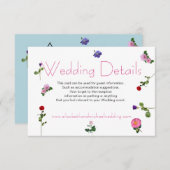 Elegante schicke Rosa Blumendetails Begleitkarte (Vorne/Hinten)