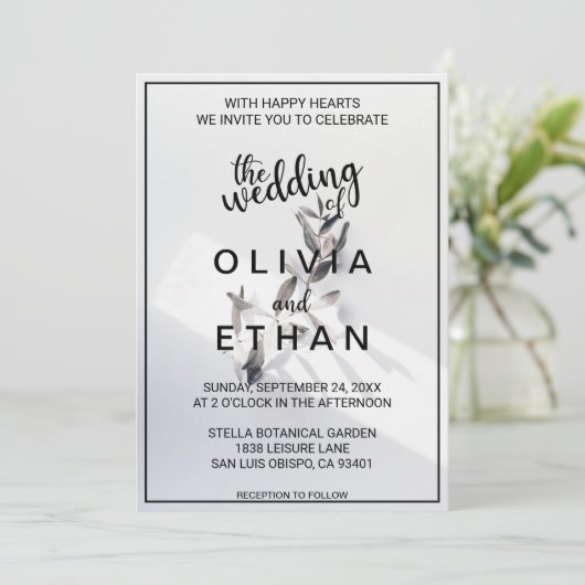 Elegante schicke Rose Blumen Einladung Hochzeit (Stehend Vorderseite)