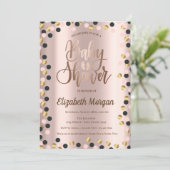 Elegante schicke Rose Gold Dots Baby Dusche Einladung (Stehend Vorderseite)