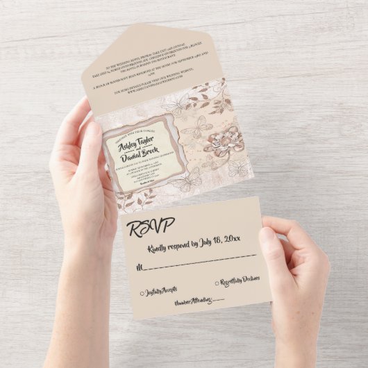 Elegante schicke Rose Gold Glitzer Glam Moderne Ho All In One Einladung (Abreißen)