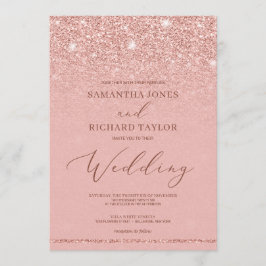 Elegante schicke Rose Gold Glitzer Glitzern Hochze Einladung