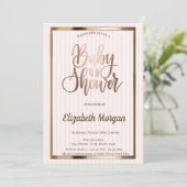 Elegante schicke Rose Gold Stripte Kinderdusche Einladung (Stehend Vorderseite)