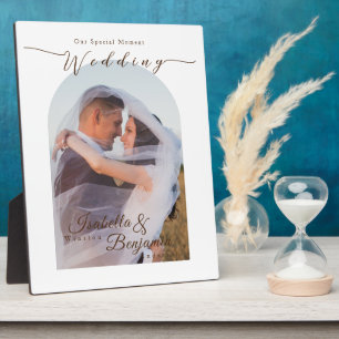 Elegante schicke Rose Hochzeit Weißes Foto Fotoplatte